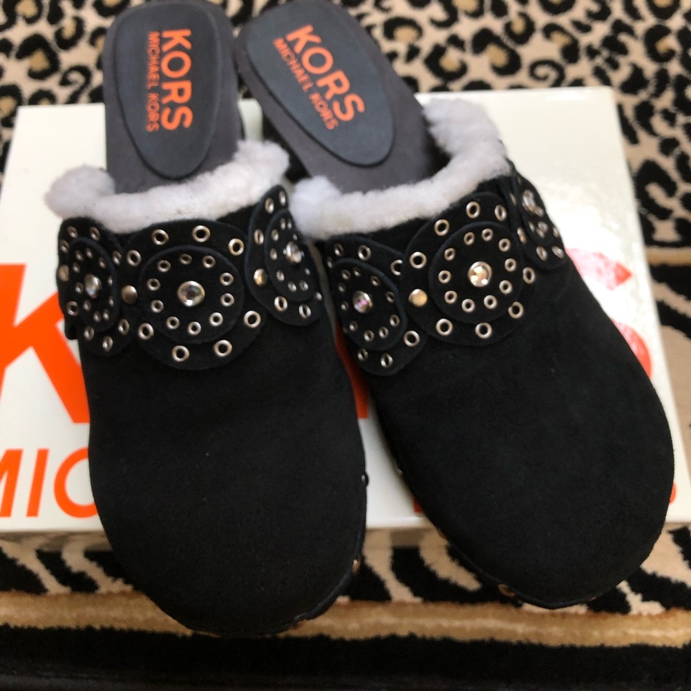 Michael Kors black suede clog